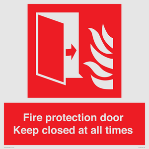 Fire protection door Keep closed at all times